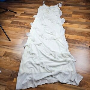 Petal + Pup White Maxi Dress Medium Tiered Ruffle Flowy Boho Bridal Shower